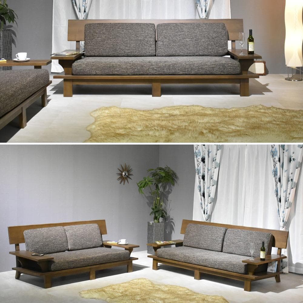 2人掛け ソファ 幅160cm 和モダン 高級 タモ材 フレーム