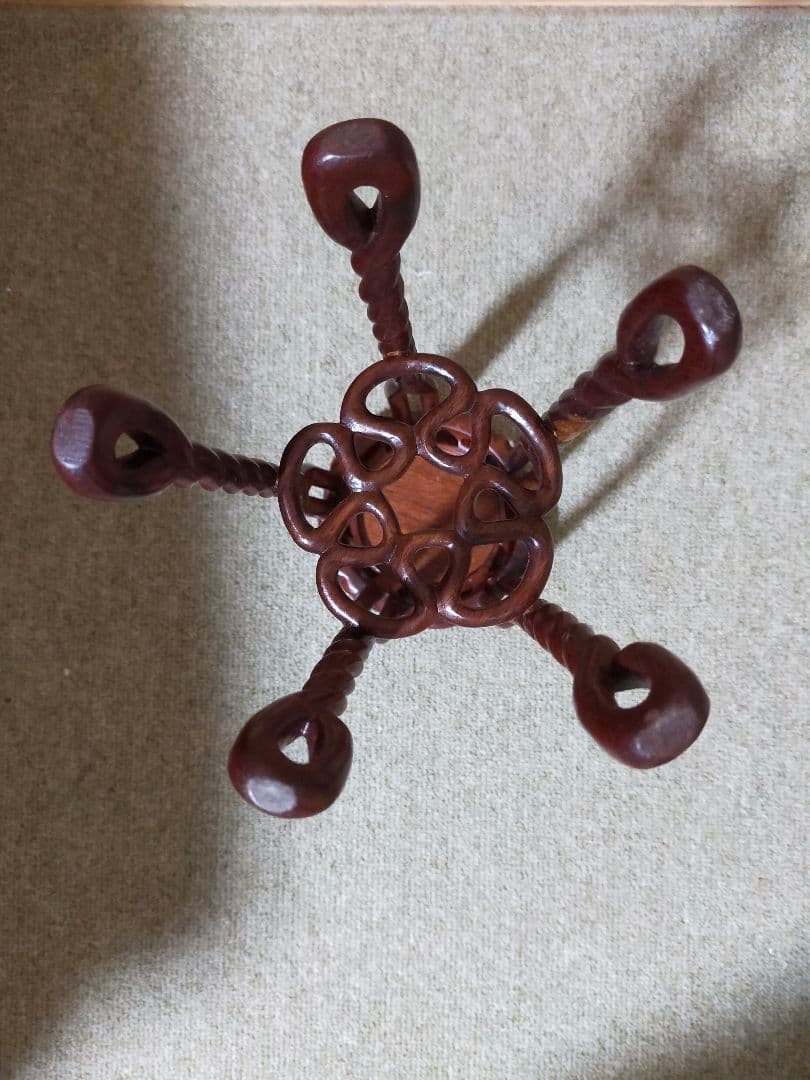 最終セール中❗中国伝統工芸美術　ミニ高卓捻り足花台　天然花梨材