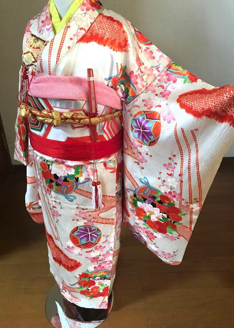 七五三 3歳　5歳　女の子着物 フルセット 正絹　可愛い古典❤️