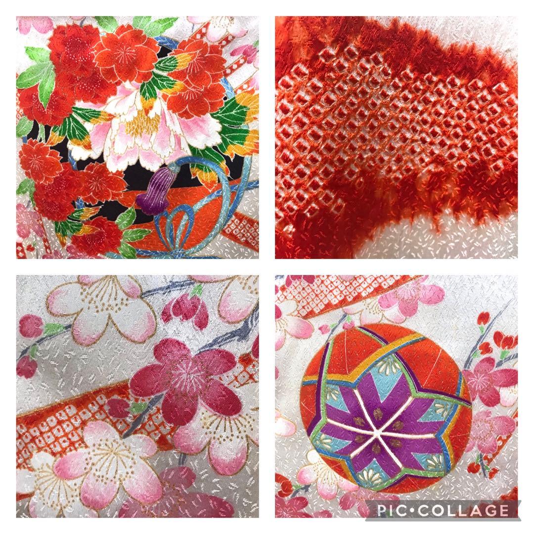 七五三 3歳　5歳　女の子着物 フルセット 正絹　可愛い古典❤️