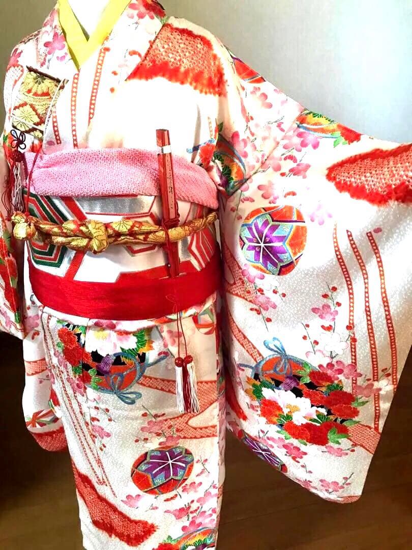 七五三 3歳　5歳　女の子着物 フルセット 正絹　可愛い古典❤️