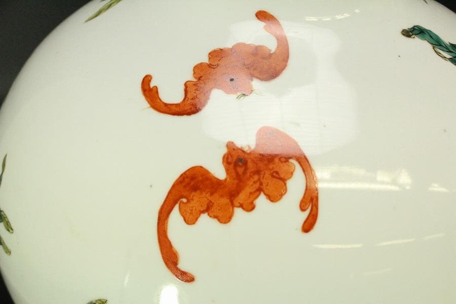 中国美術 色絵 大きな花瓶 高53cm(LC797)