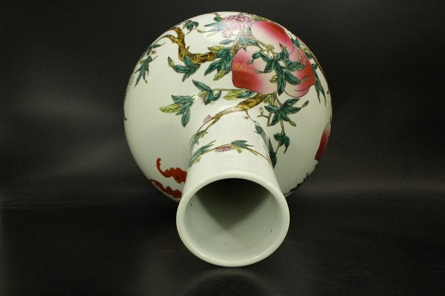 中国美術 色絵 大きな花瓶 高53cm(LC797)