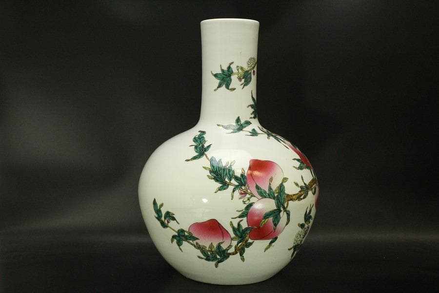 中国美術 色絵 大きな花瓶 高53cm(LC797)