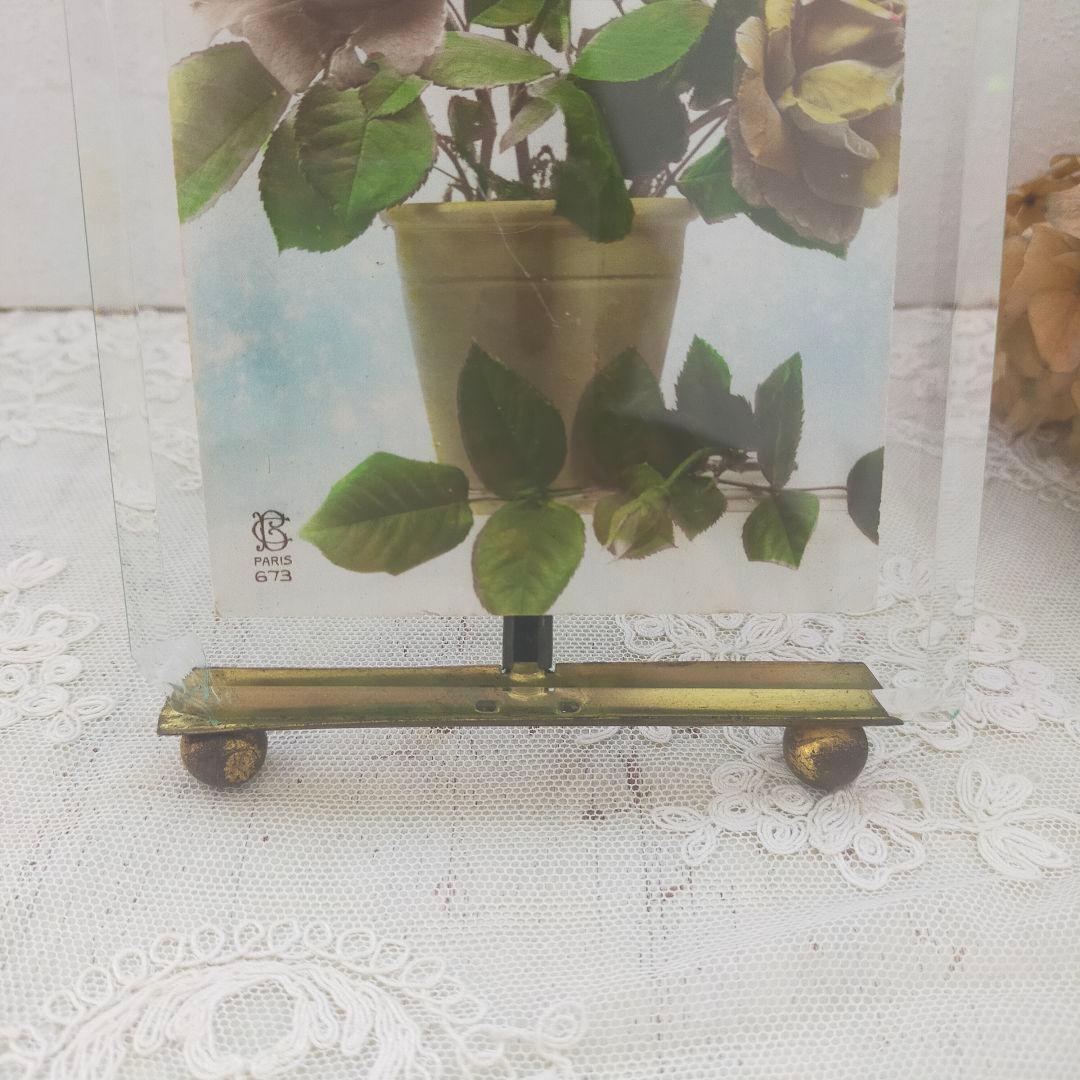 フランス ガラスのフォトフレーム リボン　アンティーク 　ヴィンテージ