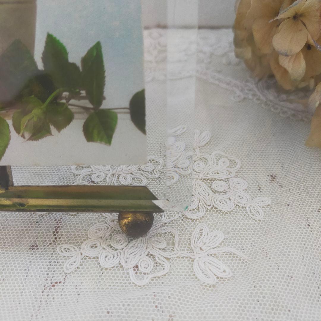 フランス ガラスのフォトフレーム リボン　アンティーク 　ヴィンテージ