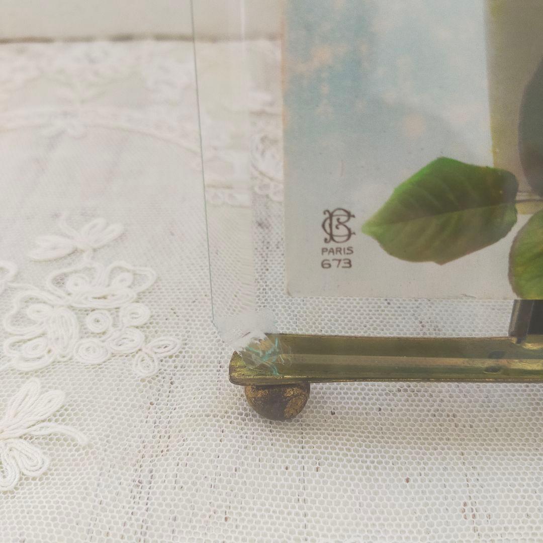 フランス ガラスのフォトフレーム リボン　アンティーク 　ヴィンテージ