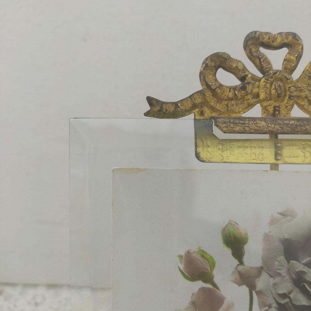 フランス ガラスのフォトフレーム リボン　アンティーク 　ヴィンテージ