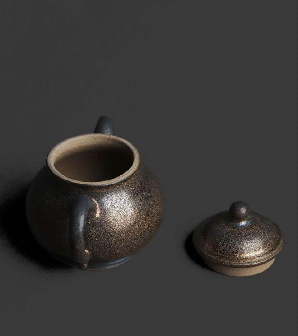 窯変鎏金高潘茶壺 急須 茶器 煎茶道具