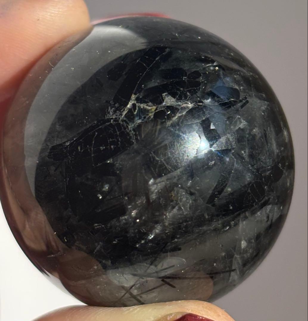 《高密度内包✰》ブラックトルマリンインクォーツ　スフィア　丸玉