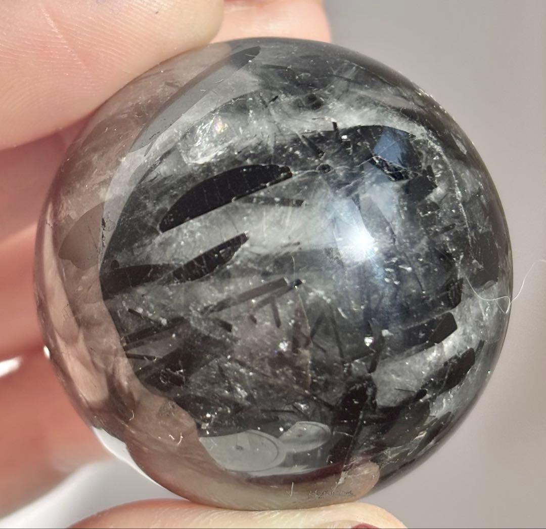 《高密度内包✰》ブラックトルマリンインクォーツ　スフィア　丸玉