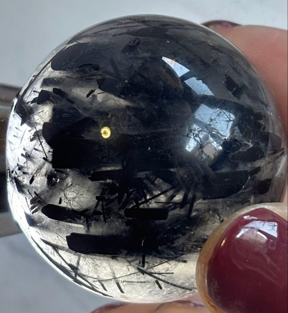 《高密度内包✰》ブラックトルマリンインクォーツ　スフィア　丸玉