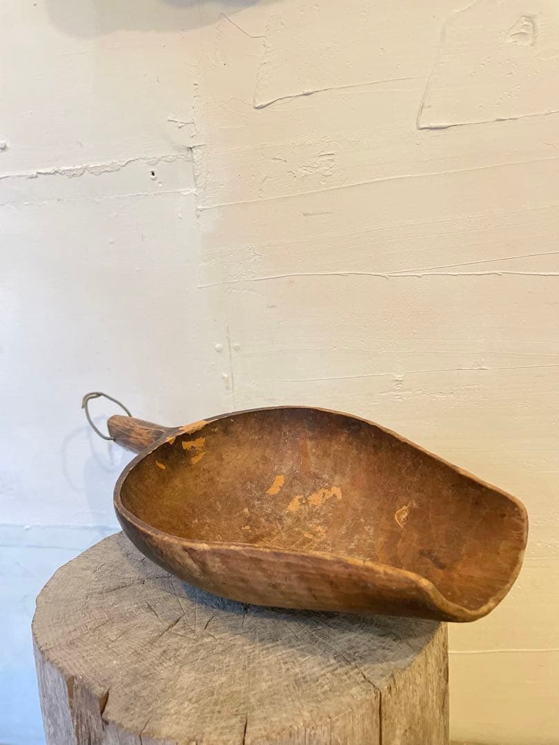 穀物スコップ 木彫 くり抜き 匙 民藝 骨董 アンティーク 古道具 - メルカリ