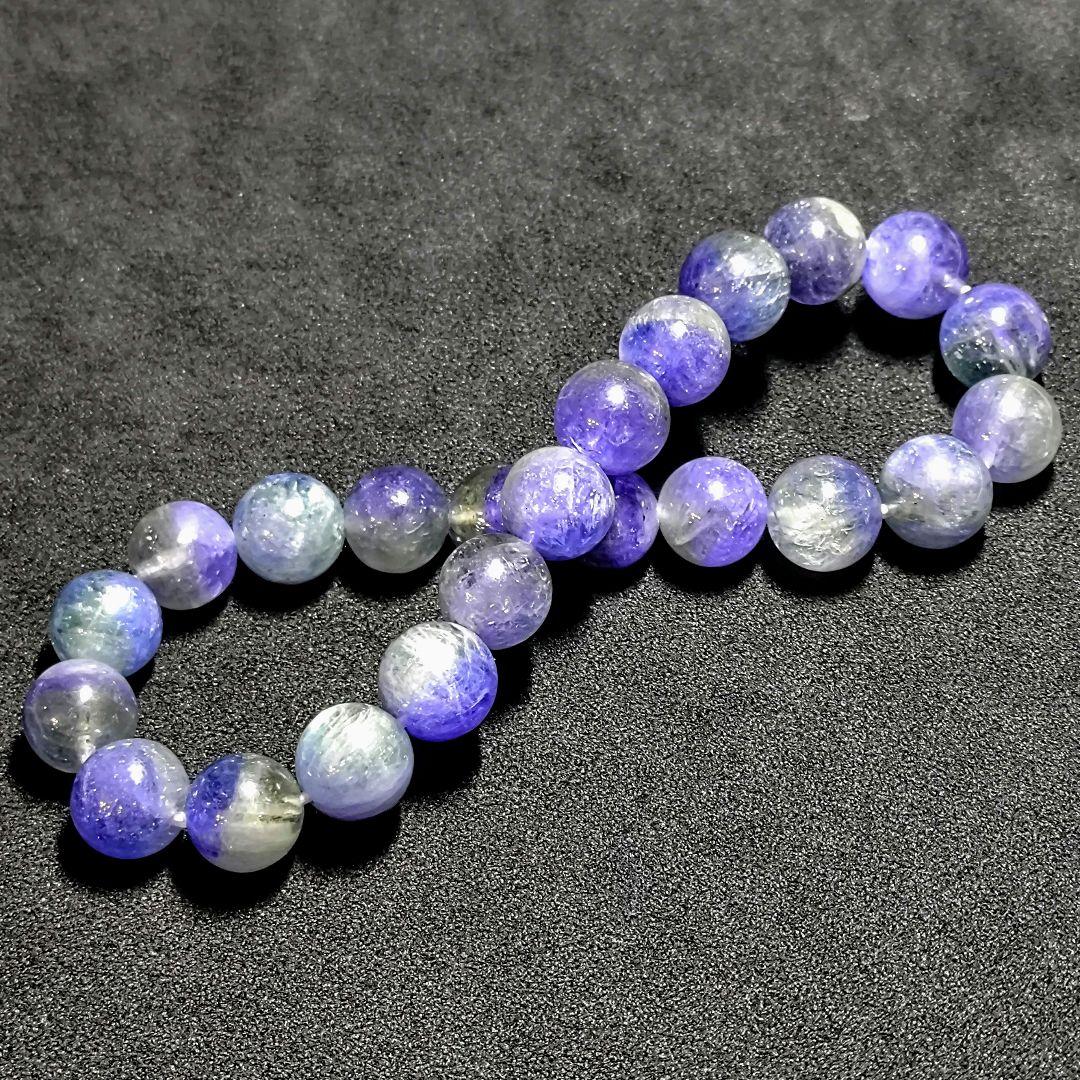 ★全珠バイカラータンザナイト 8.5-9ミリ珠 ブレスレット(SA+ 珍品！)