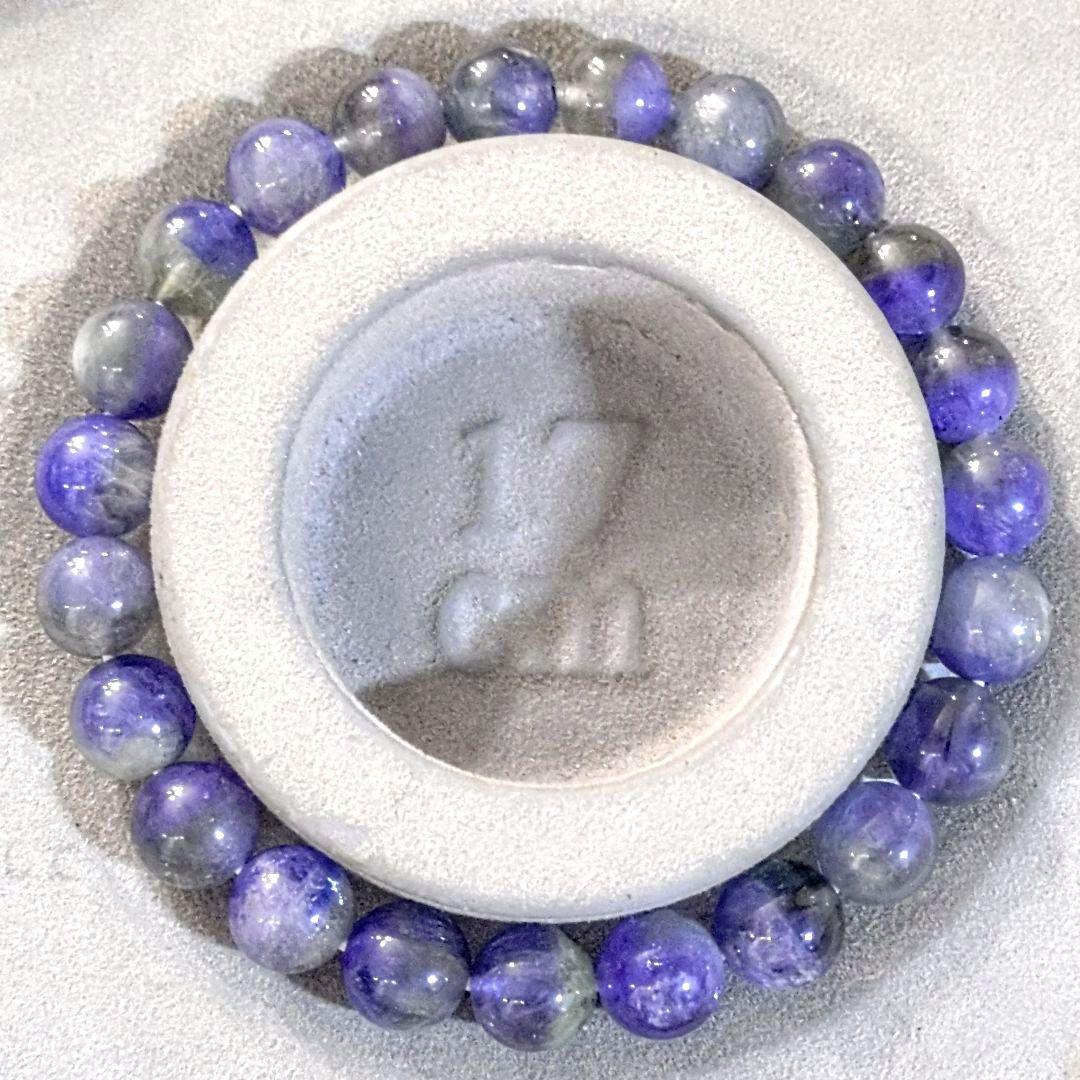 ★全珠バイカラータンザナイト 8.5-9ミリ珠 ブレスレット(SA+ 珍品！)