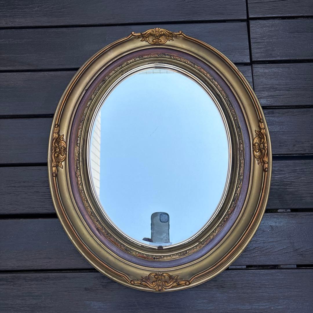アンティーク　ミラー　鏡　楕円形
