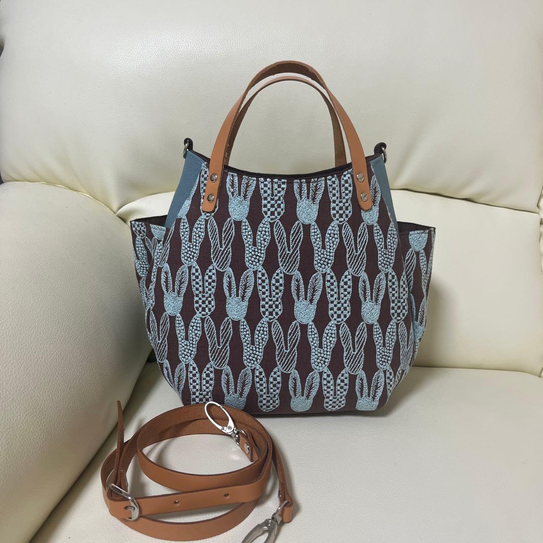 バルーンバッグ（S）ミナペルホネン 《ponpia》ヌメ革ショルダー紐付