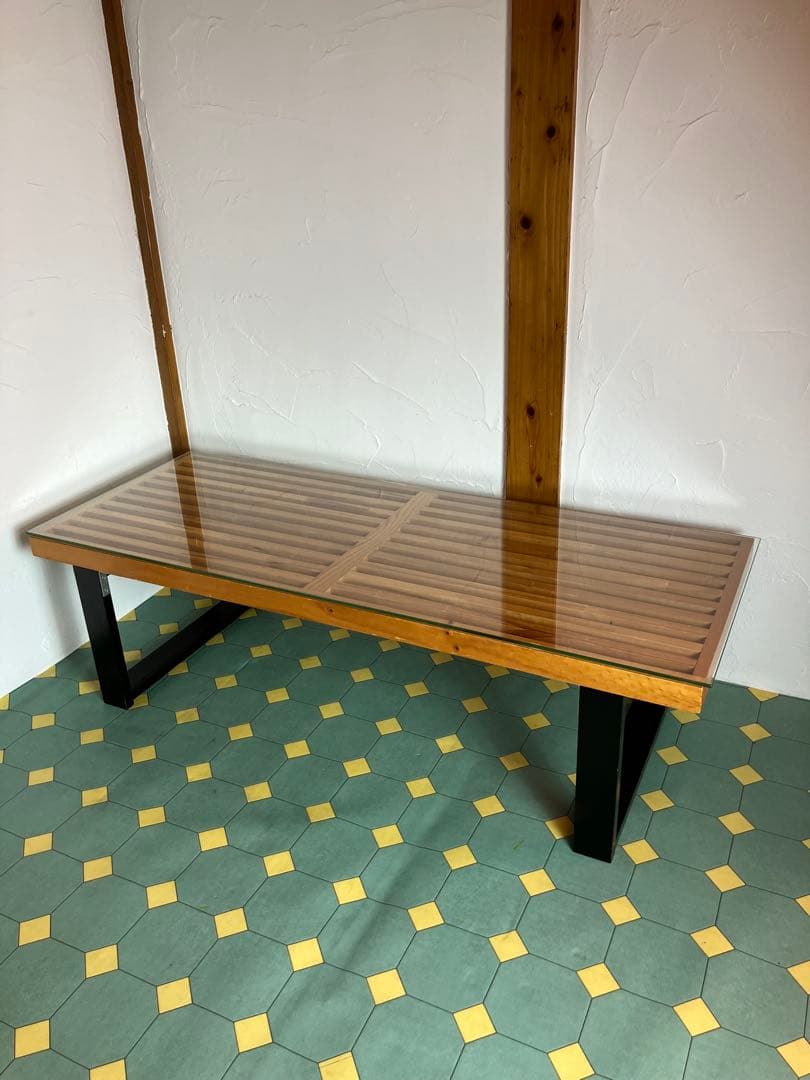 ジョージネルソン　ネルソンベンチ　リプロダクト　ガラス天板付き　ネルソン