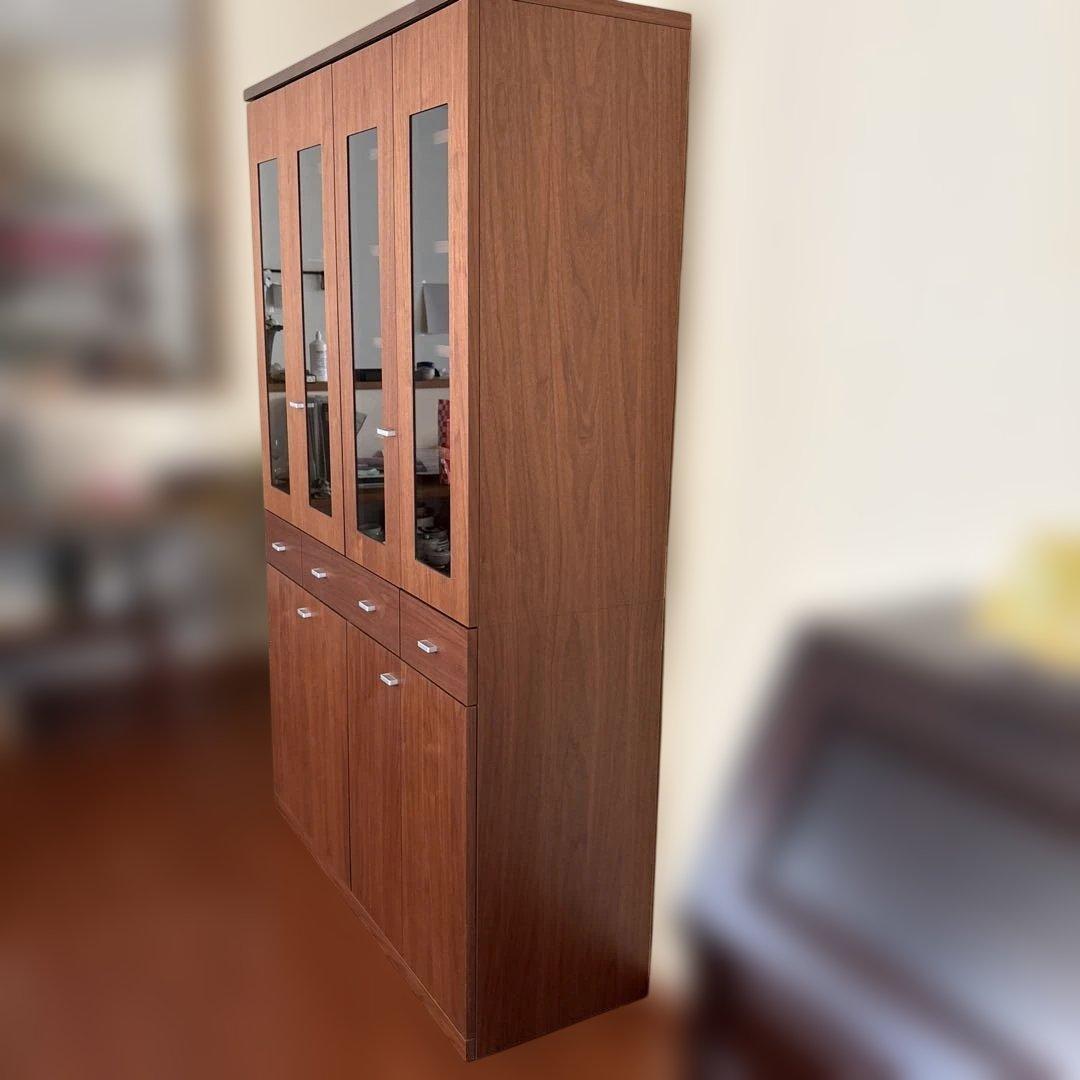 美品ACTUS購入 日本製 食器棚 本棚シェルフ引き出し収納 稼動棚カップ