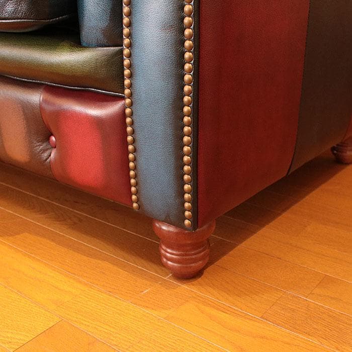 チェスターフィールド ソファ 3人掛け パッチワーク風デザイン 358-033