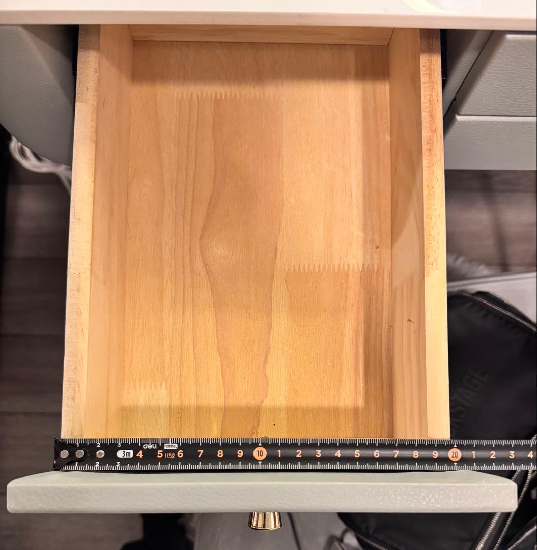 化粧デスク + 椅子/鏡 セット グレー/白マーブル