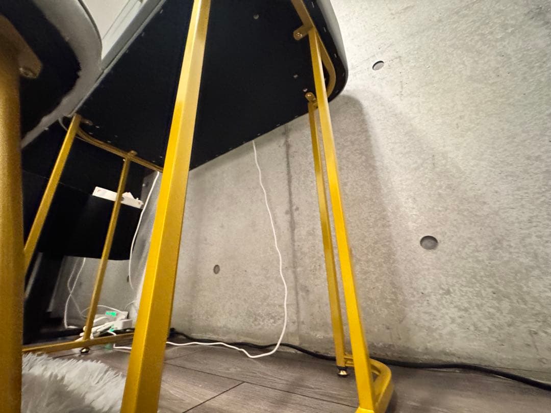 化粧デスク + 椅子/鏡 セット グレー/白マーブル