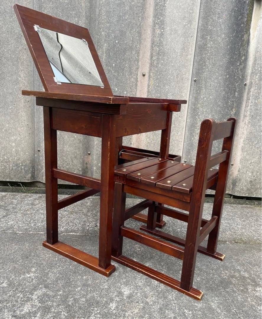 ビンテージ/木製/ドレッサー/鏡台/椅子/スツール/セット