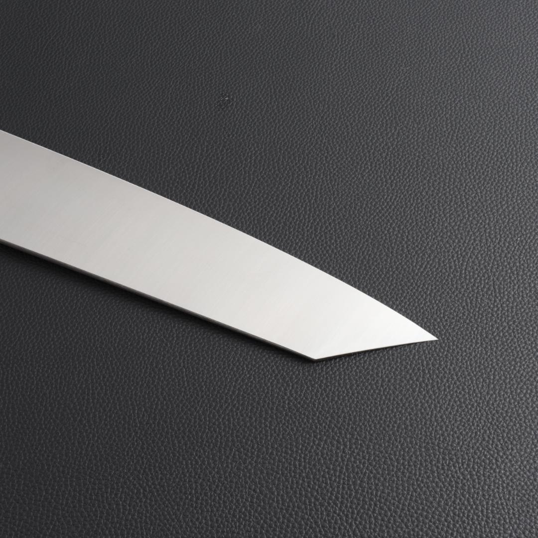 10464 切付型牛刀 尺寸 両刃 鏡面仕上げ 刺身包丁 黒檀黒水牛角八角柄