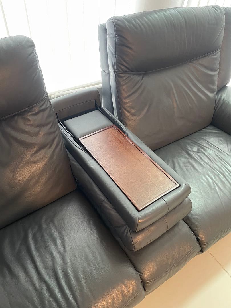 匠大塚　電動リクライニングソファ レザー 3人掛けソファ 黒