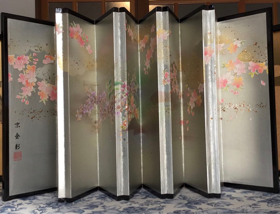 [専用] 錫箔花かすみ十曲一本物 屏風　13号　　お正月飾り用に・ひな祭り用に