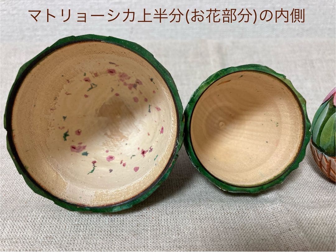 ロシア雑貨☆イースターエッグ型カービングマトリョーシカ(3P)フラワーバスケット