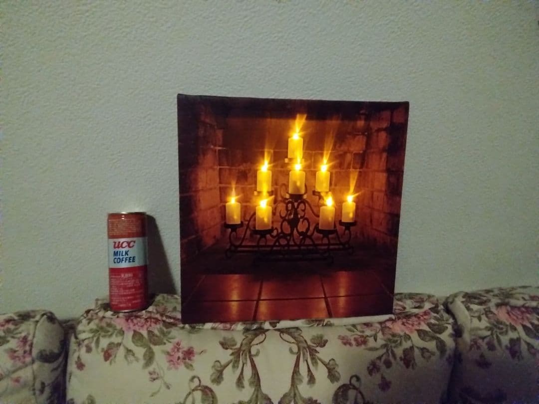 LED点灯キャンドル油絵風額