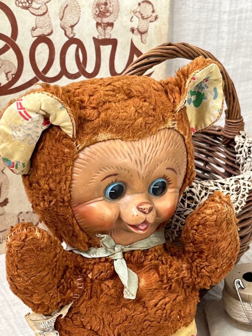 アンティークヴィンテージGUNDラバーフェイスドールテディベア ぬいぐるみベア