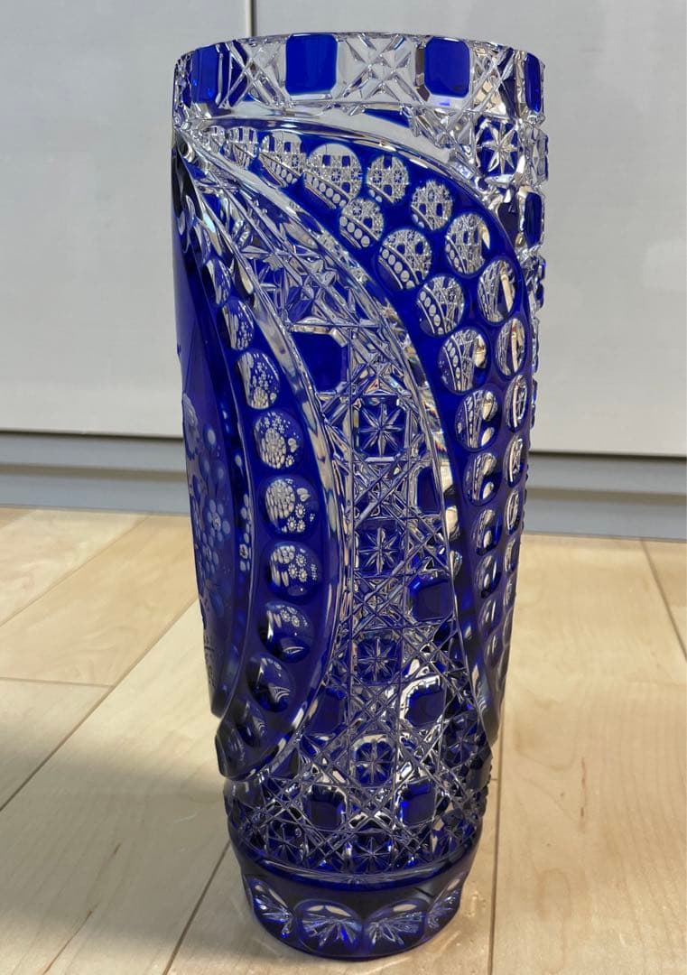 マイセンクリスタル　ミスティックフラワー　色被せ花瓶　F504/28B