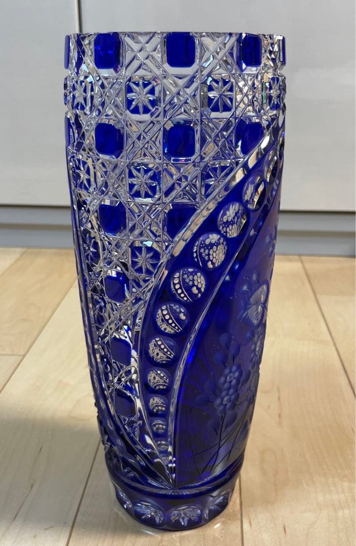 マイセンクリスタル　ミスティックフラワー　色被せ花瓶　F504/28B