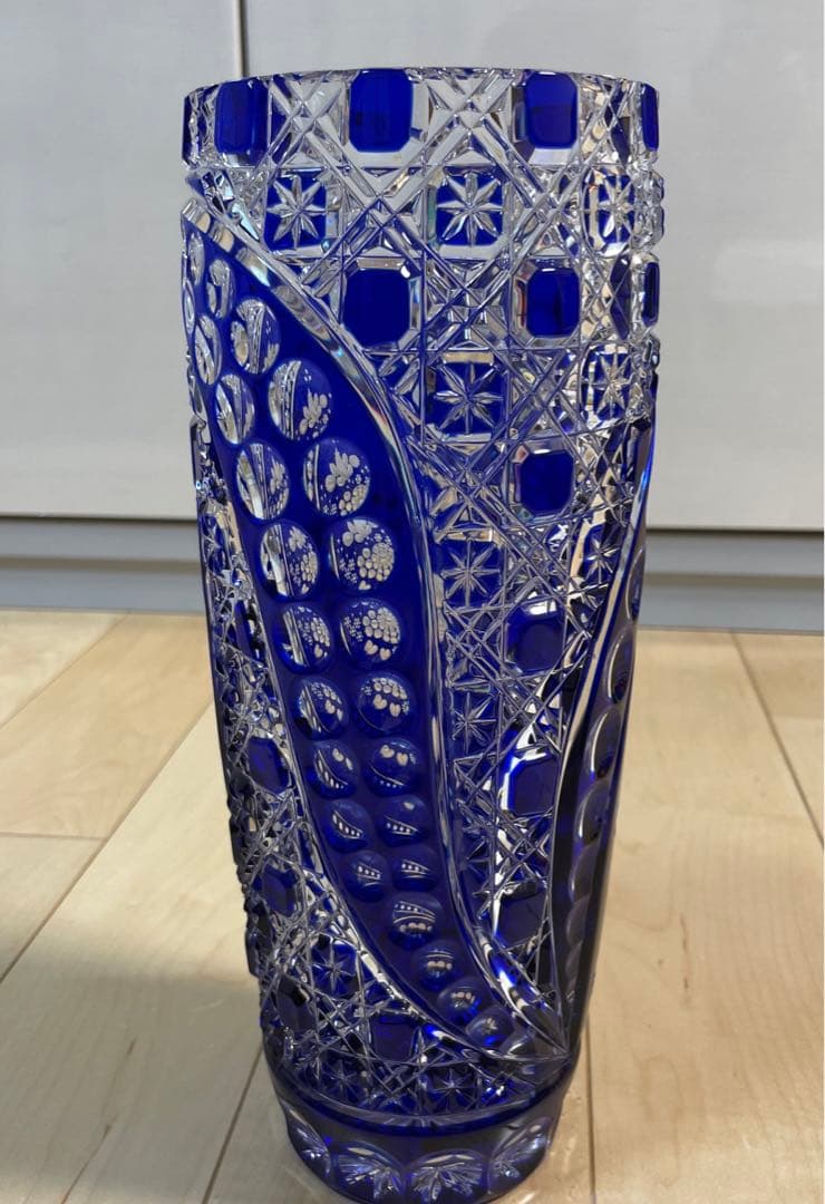 マイセンクリスタル　ミスティックフラワー　色被せ花瓶　F504/28B