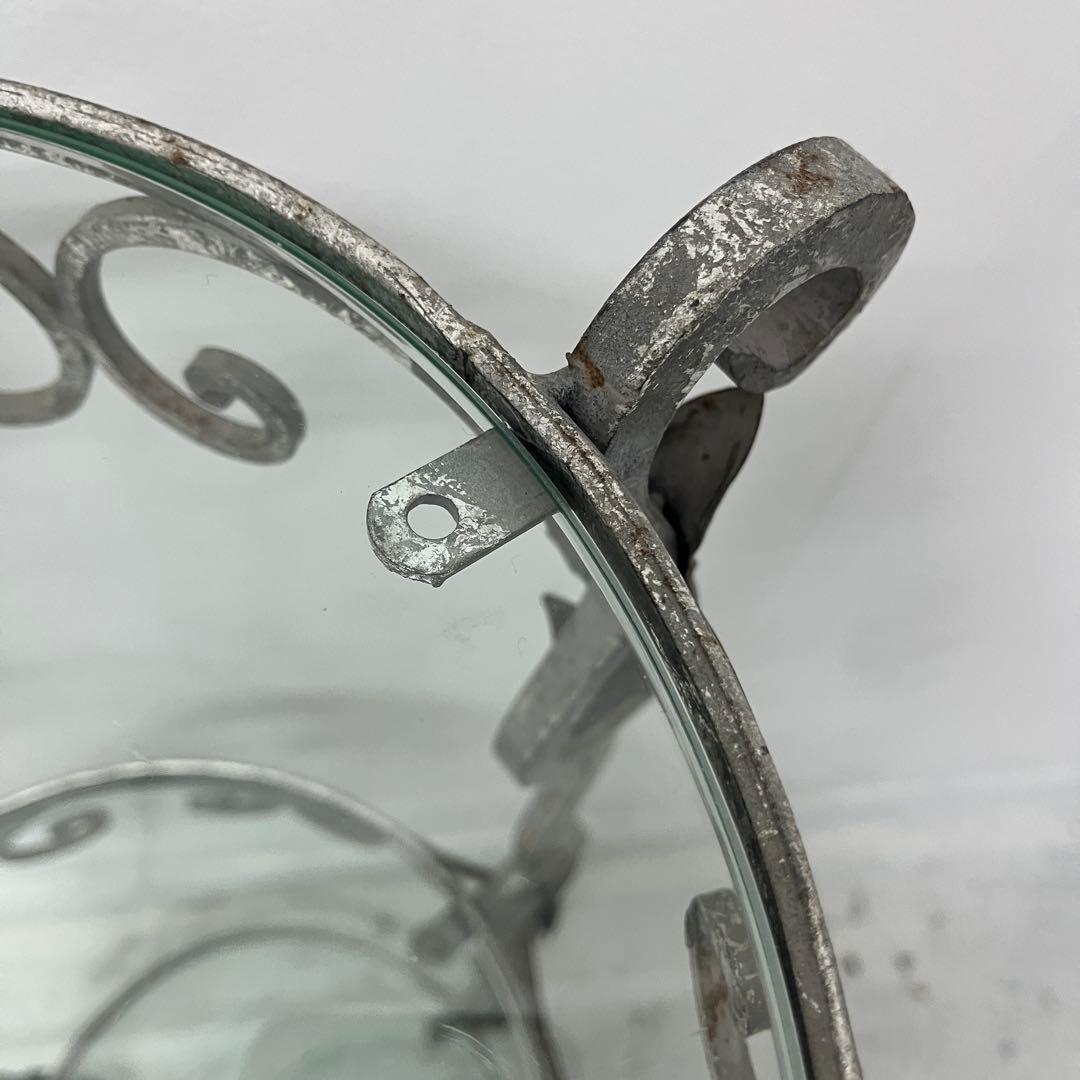 フレンチアンティーク】アイアン 3段ガラスシェルフ 飾り棚 花台