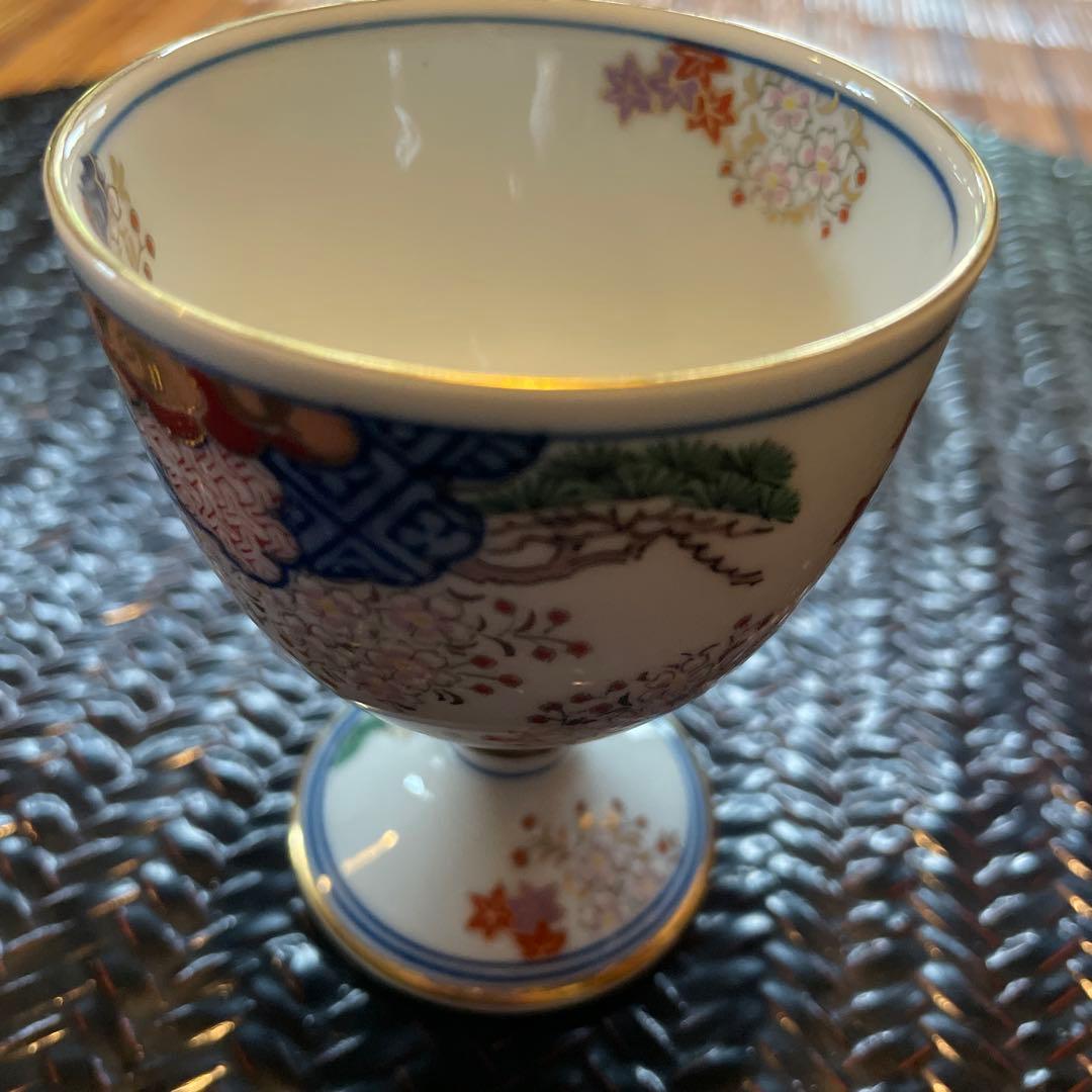 有田焼 明治香蘭社意匠 賞美堂本店 其泉 春秋文 ゴブレット4客セット　豪華