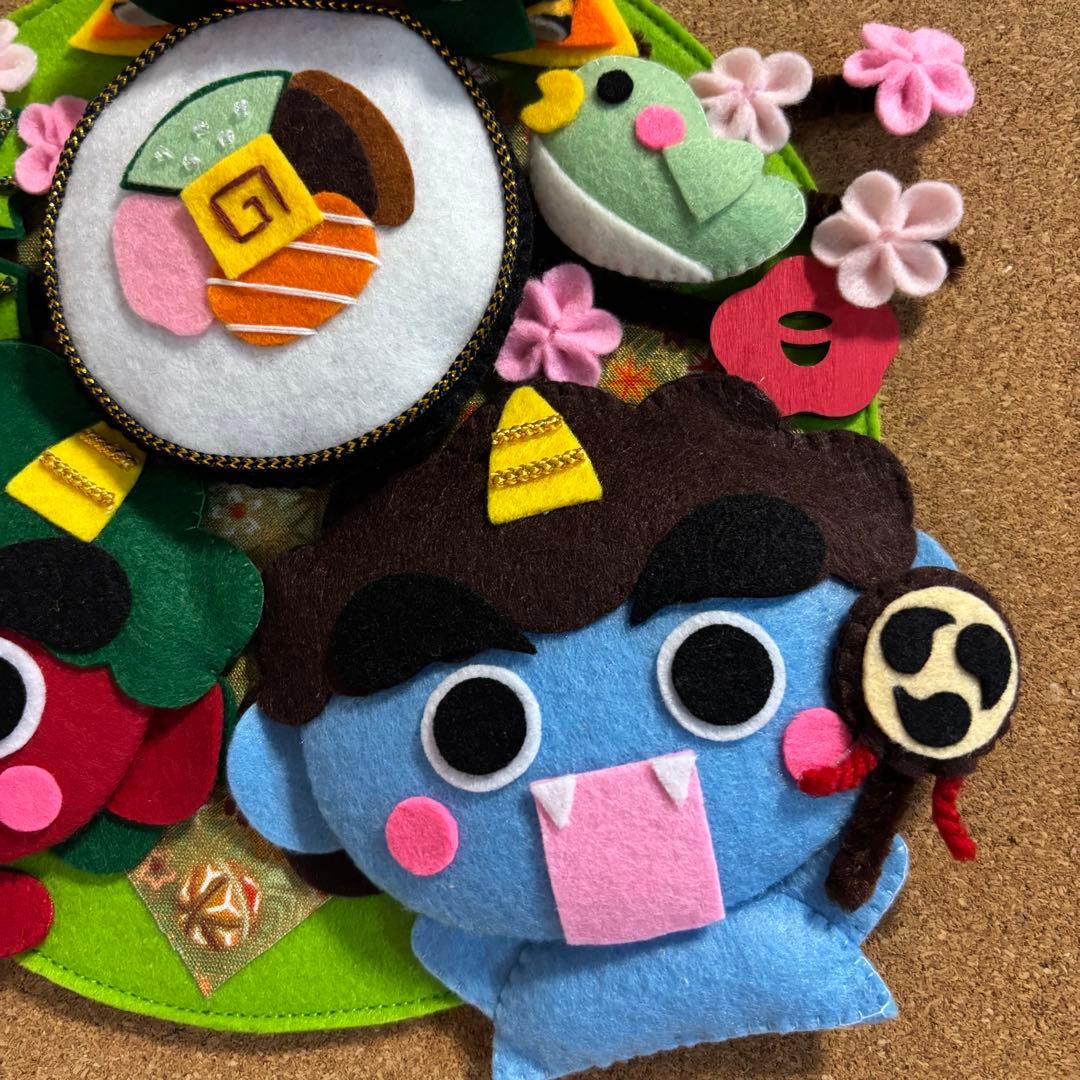 ハンドメイド フェルトリース タペストリー 節分 鬼 豆まき - メルカリ