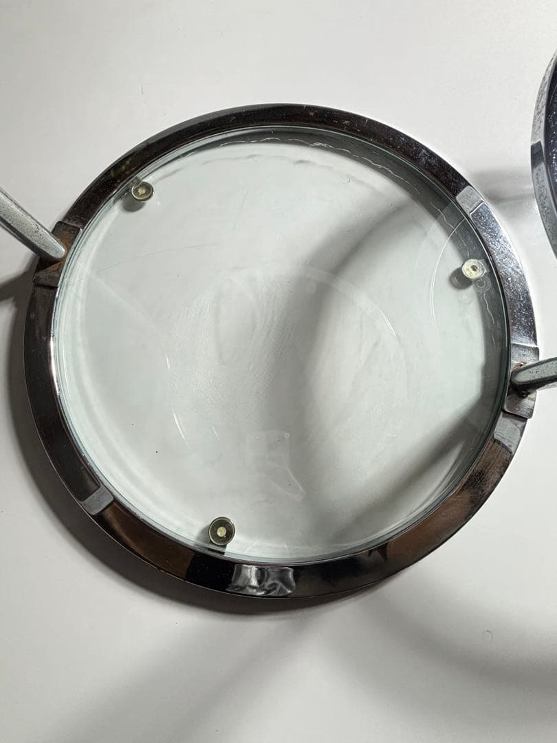 ミッドセンチュリー 4段 ガラスラウンドテーブル 可変式 レトロモダン