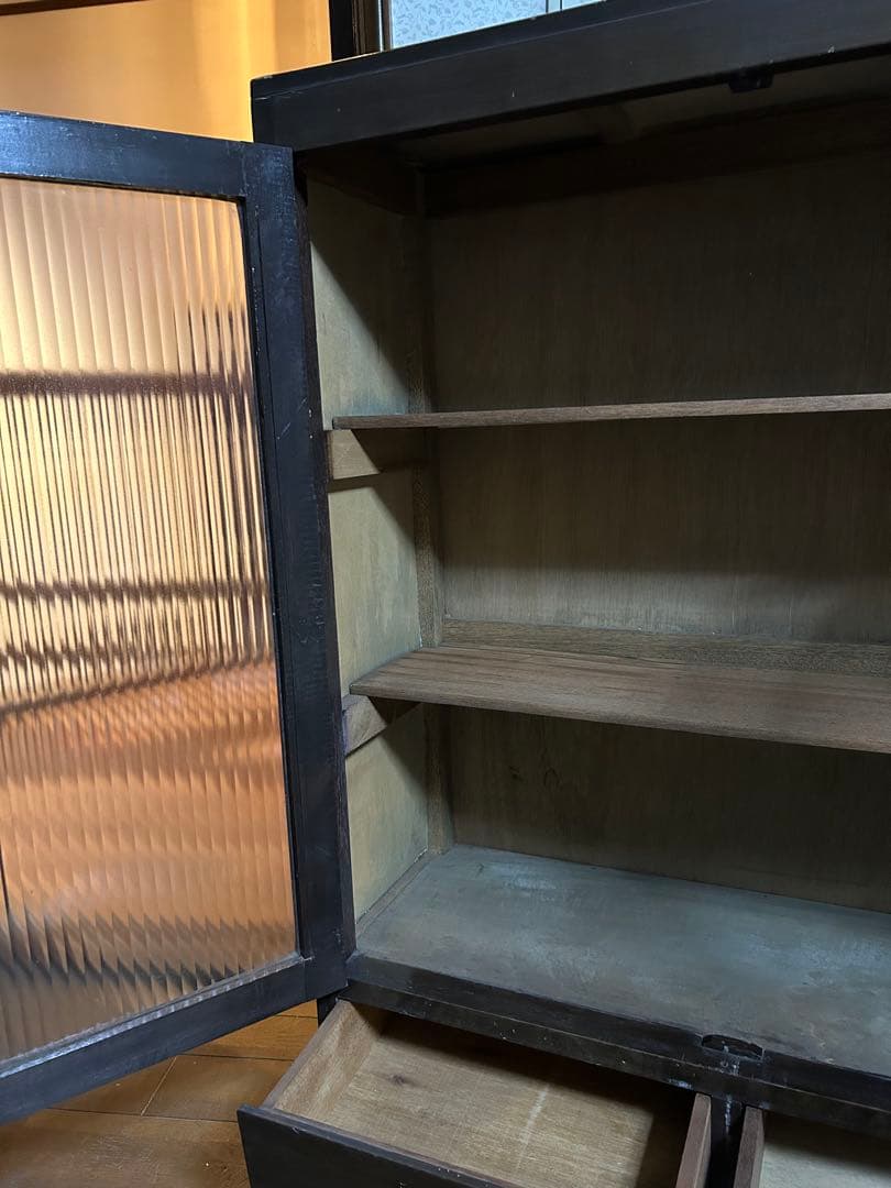 昭和初期　レトロ　本棚　ガラス扉　アンティーク