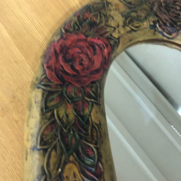 ⬛️ 稀少品！骨董品！珍品！年代物！貴重品！ 高級品⬛️ 花柄　壁掛け鏡　ミラー！⬛️