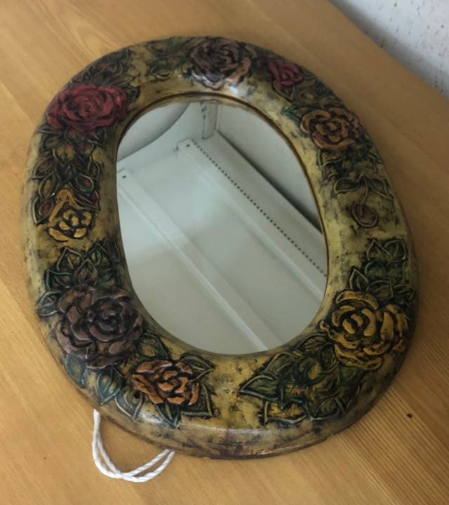 ⬛️ 稀少品！骨董品！珍品！年代物！貴重品！ 高級品⬛️ 花柄　壁掛け鏡　ミラー！⬛️