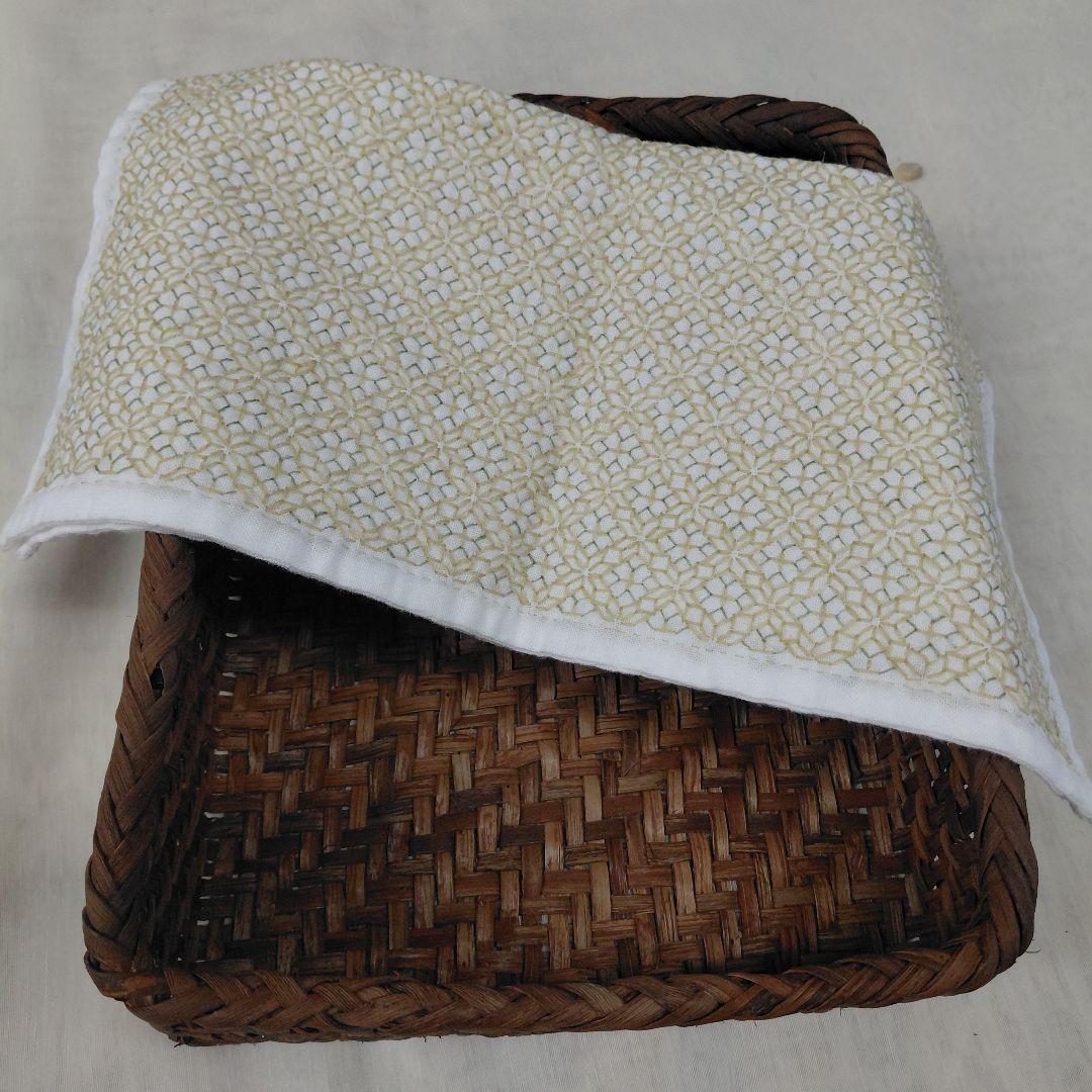山葡萄　かご　裁縫箱　刺し子ふきん付き