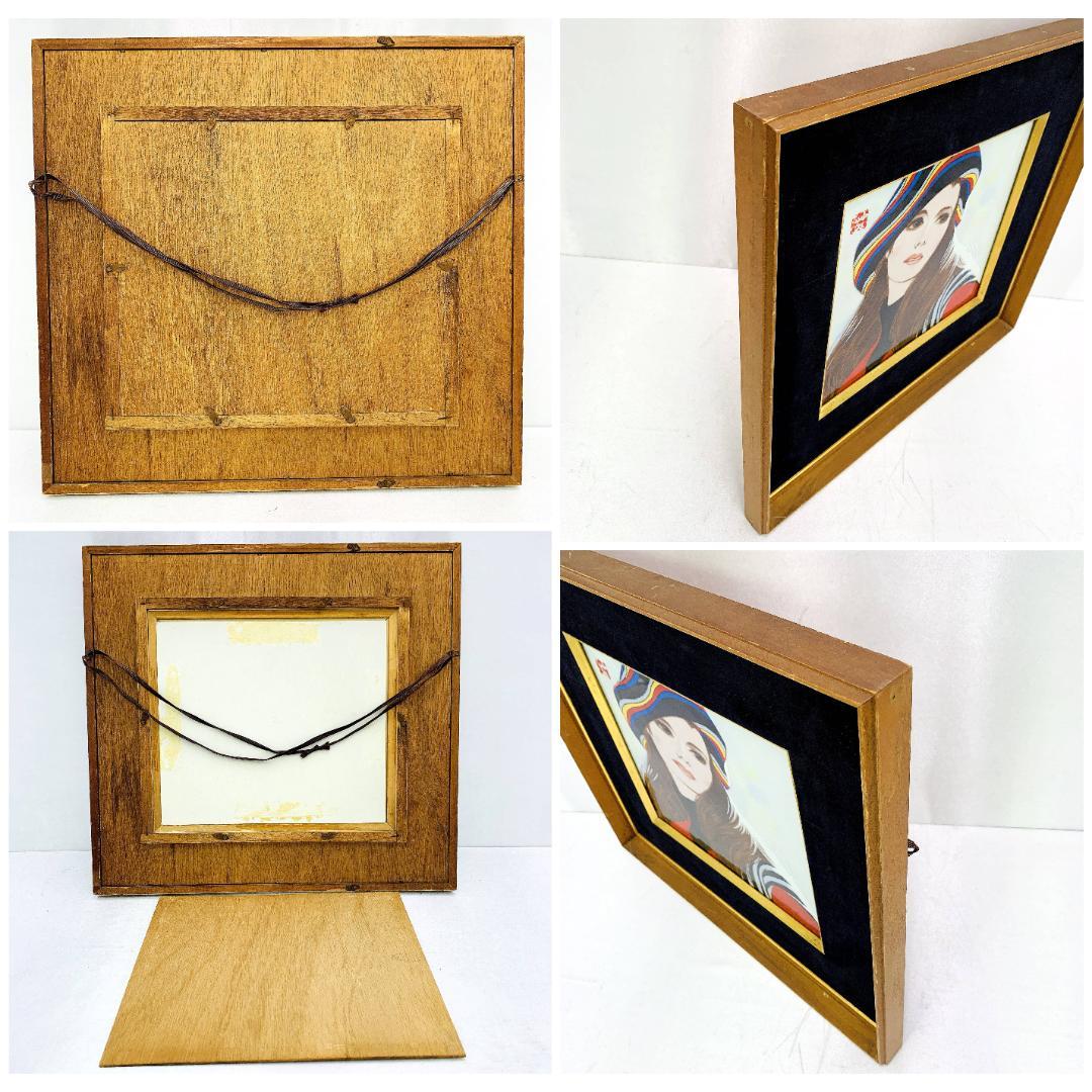 旧家蔵出 真作保証 岩田専太郎 陶板画 落款 美人画 昭和モダン R8SC16