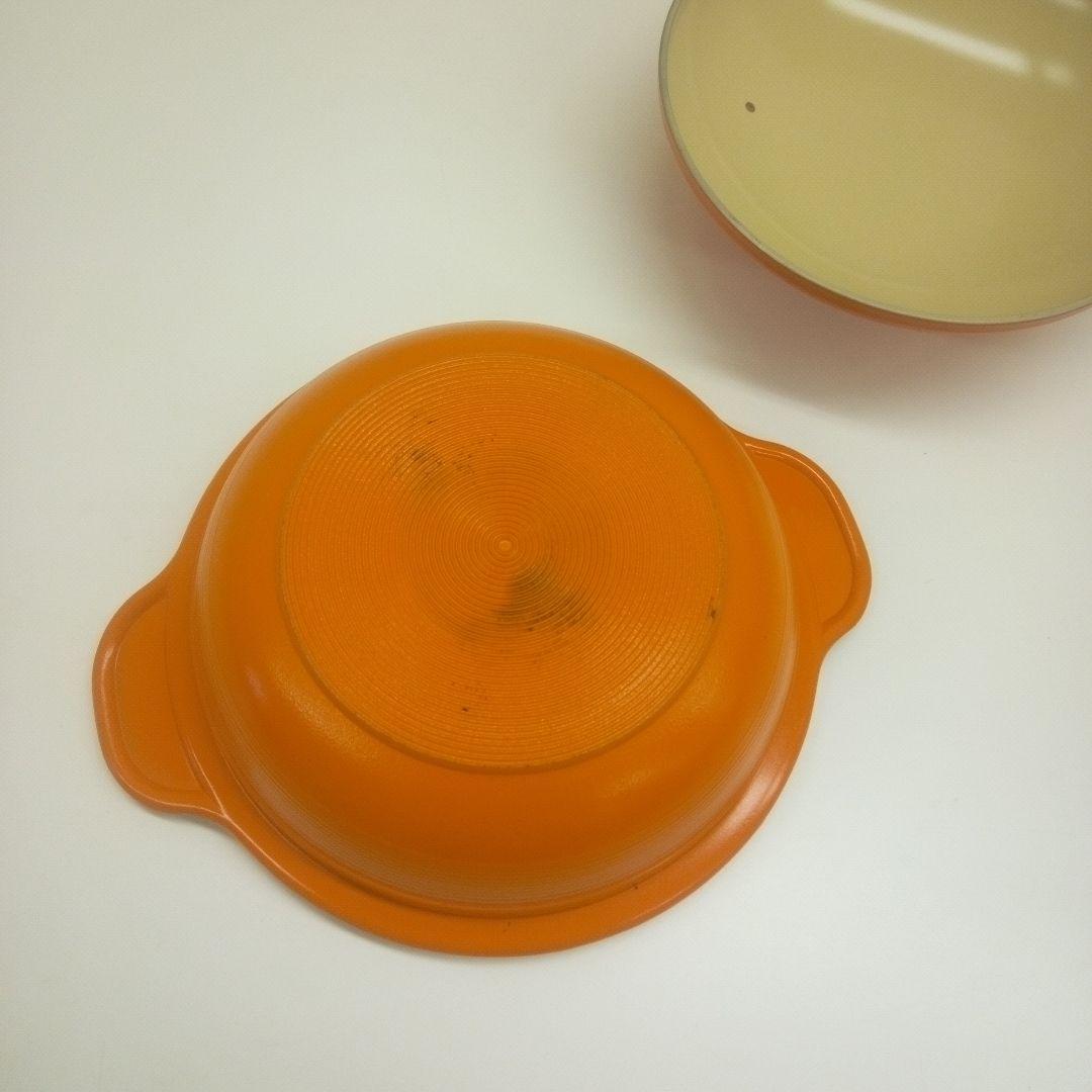 オレンジ 陶器製 中型土鍋