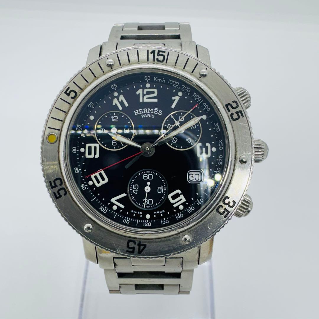 ✨HERMES✨エルメス✨クリッパー✨ダイバー✨クロノグラフ✨シルバー✨腕時計✨
