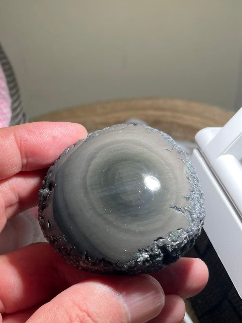 研磨品　十勝石玲瓏　淡イエロー、ピンク　レインボーオブシディアン