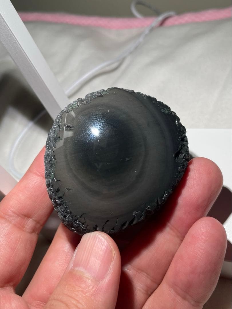 研磨品　十勝石玲瓏　淡イエロー、ピンク　レインボーオブシディアン