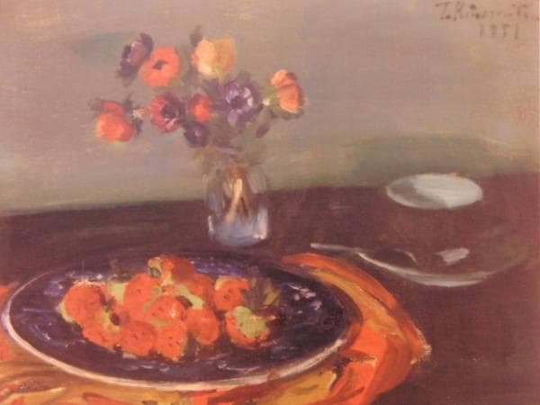 木下孝則、アネモネといちご、希少画集画、新品額装付、状態良好